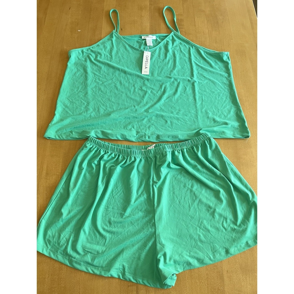 NEW Capella Two Piece Tank Top &‎ Shorts Pajama Sleeping Loungewear Set Size 3XL